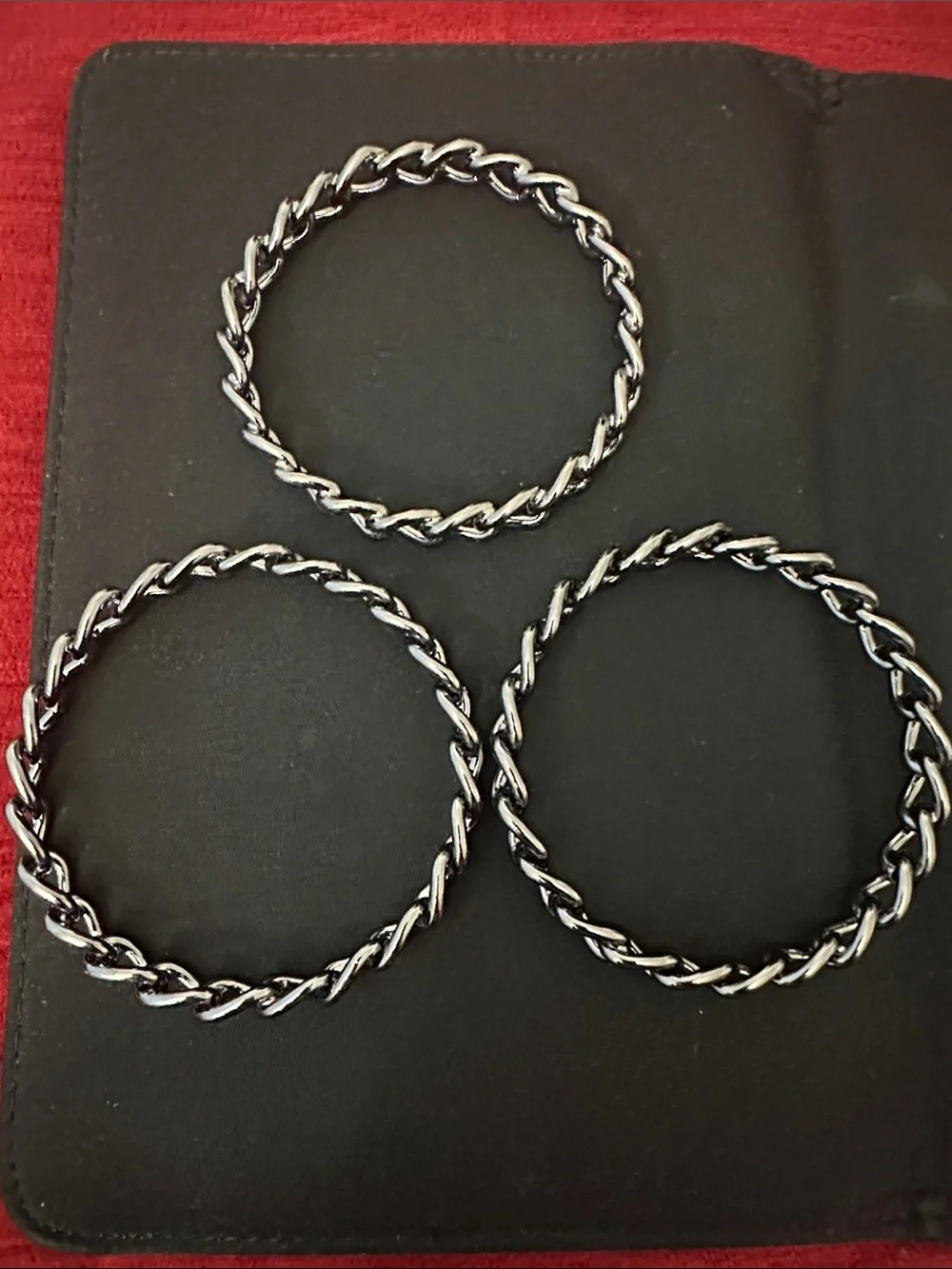 Twisted Chain Silver-Tone Bangle Trio
